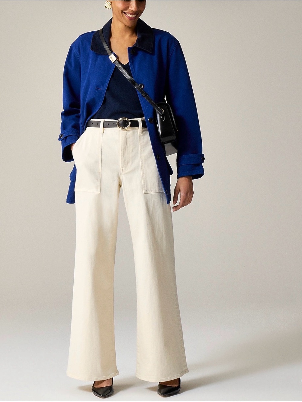 Jcrew Wide Leg Canvas Pants in Off-White Ecru 29 Petite